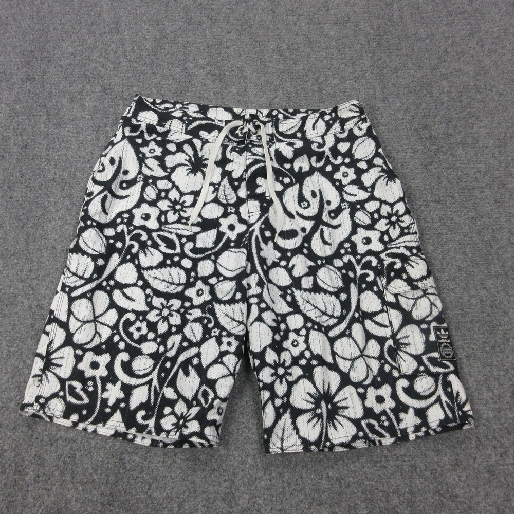 Adidas Originals Board Shorts Mens 34 Black Hawaiian Floral 9 Inseam Tropical‎